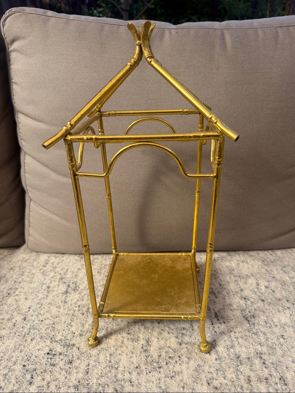 Chinoiserie Gilded Metal Pagoda Candle Holder
